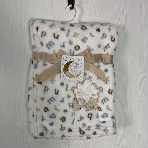 Alphabet Baby Blanket - White and Brown